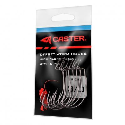 Anzuelos Offset Caster 3/0 Para Señuelos de Goma 10 Unidades